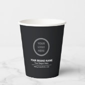 Werbeaktion für Minimalistische Schwarze Firmenlog Pappbecher (Vorderseite)