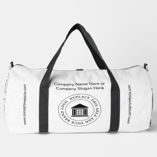 Werbeaktion für Minimalistisches, einfaches Firmen Duffle Bag (Vorderseite)