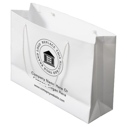 Werbeaktion für Minimalistisches, einfaches Firmen Große Geschenktüte (Vorderseite Schrägansicht)