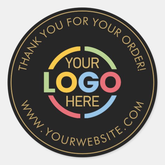 Werbeaktion für moderne Black Gold-Firmenlogos Runder Aufkleber (Vorderseite)