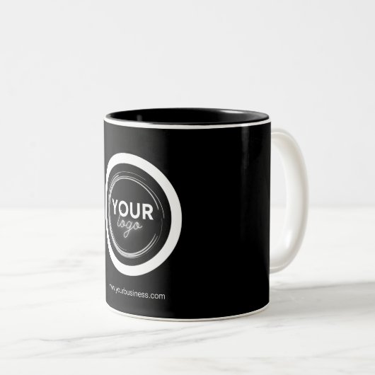 Werbeaktion für personalisierte Firmenlogos Zweifarbige Tasse (VorderseiteRechts)