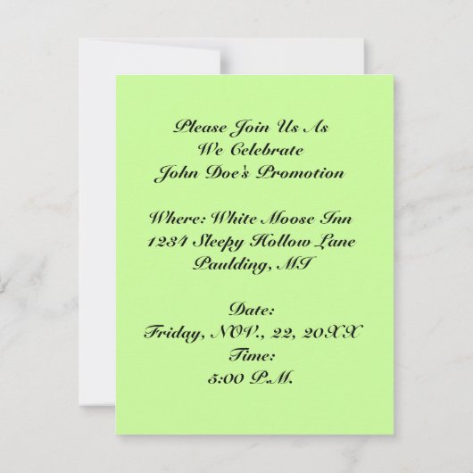 Werbeaktion rückwärts oder ab auf neue Party Einla Einladung (Rückseite)