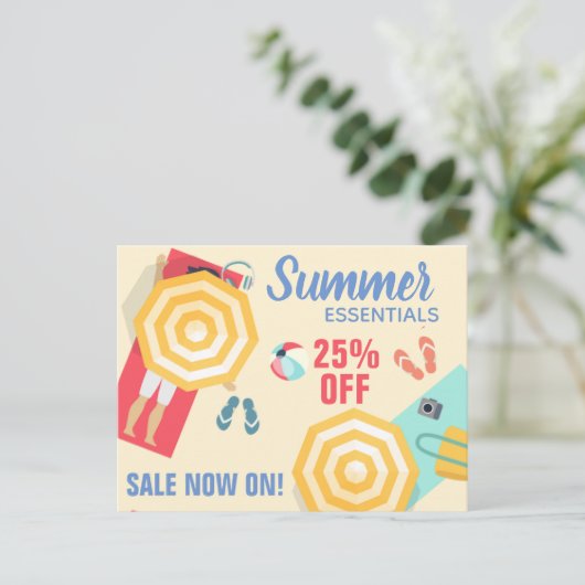 Werbeaktion Sommer-Verkauf Beach Szene Custom Postkarte (Stehend Vorderseite)