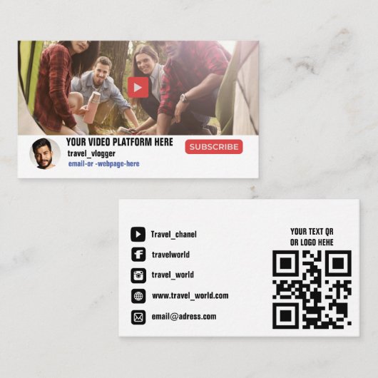 Werbeaktion von Videokanälen Visitenkarte (Vorne/Hinten)