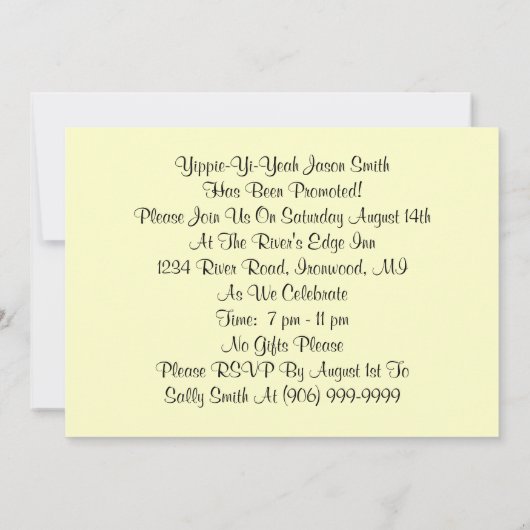 Werbeaktion @ Work Party Yippie Yi Ja Einladung (Rückseite)