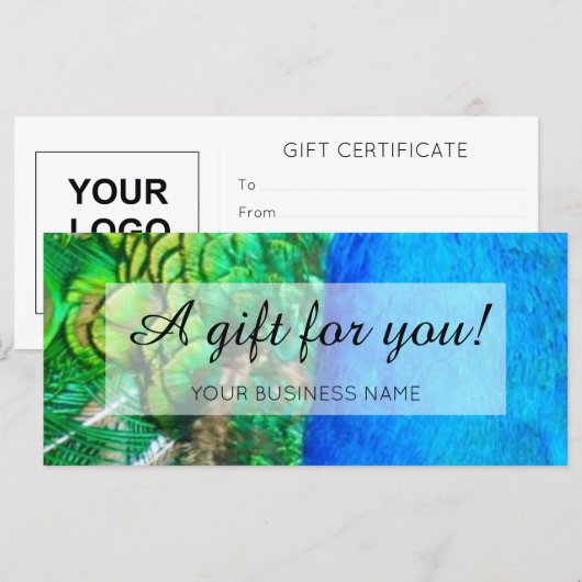 Werbeaktion zum Thema Pfau (Vorne/Hinten)