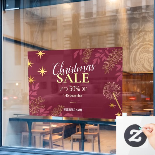Werbeaktionen für Red Christmas Sales Fensteraufkleber (Café-Fenster)