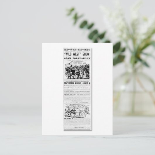 Werbeanzeige für Forepaugh's Wild West Postkarte (Stehend Vorderseite)