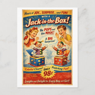 Werbeanzeige für Jack-in-the-Box im Vintage-Stil Postkarte
