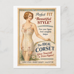 Werbeanzeige für Korsett im Vintage-Stil der 1920e Postkarte