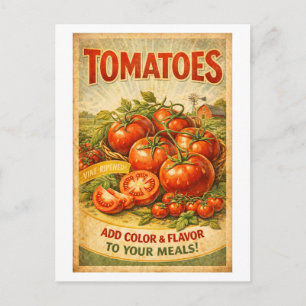 Werbeanzeige für Tomaten im Vintage-Stil Postkarte