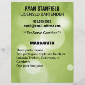 Werbeblatt für Barkeeper mit Inhaltsstoffen für Ge Flyer (Hinten)