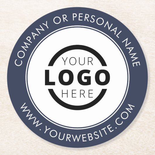Werbeblau für Firmenlogos mit eigener Markenbezeic Runder Pappuntersetzer (Vorderseite)