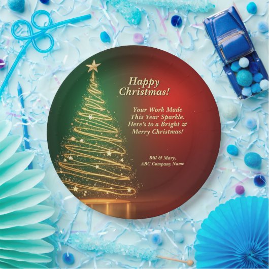 Werbebotschaft Grün Gold Weihnachtsbaum 9" Pappteller (Party)