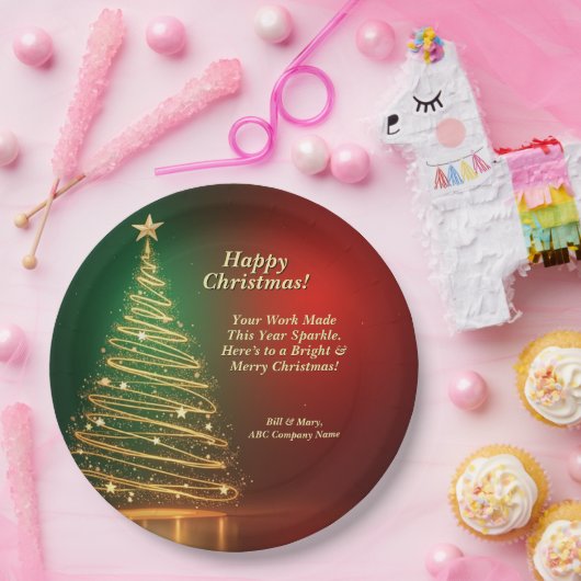 Werbebotschaft Grün Gold Weihnachtsbaum 9" Pappteller (Party)