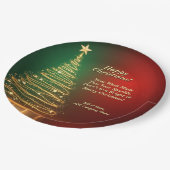 Werbebotschaft Grün Gold Weihnachtsbaum 9" Pappteller (Schrägansicht)