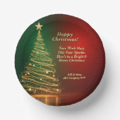 Werbebotschaft Grün Gold Weihnachtsbaum Pappteller (Vorderseite)