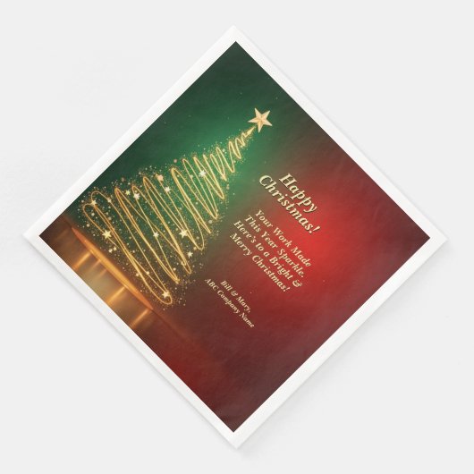 Werbebotschaft Grün Gold Weihnachtsbaum Serviette (Ecke)