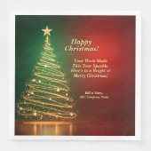 Werbebotschaft Grün Gold Weihnachtsbaum Serviette (Vorderseite)