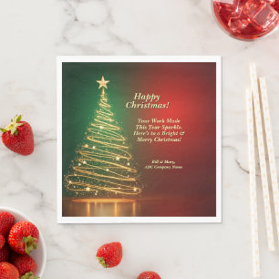 Werbebotschaft Grün Gold Weihnachtsbaum Serviette