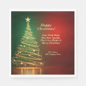 Werbebotschaft Grün Gold Weihnachtsbaum Serviette (Vorderseite)