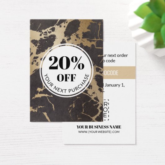 Werbecode Black Gold Marmor Discount Cards (Schreibtisch)