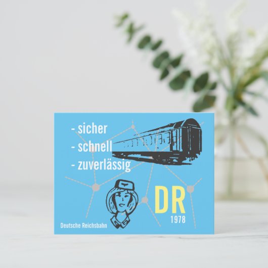 Werbedesign Reiseverkehr Deutsche Reichsbahn DDR Postkarte (Stehend Vorderseite)