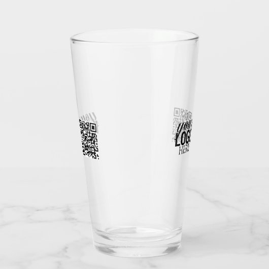 Werbefirmenlogo und QR-Code Glas (Rechts)