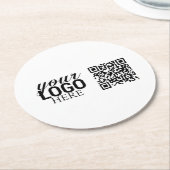 Werbefirmenlogo und QR-Code Runder Pappuntersetzer (Angewinkelt)