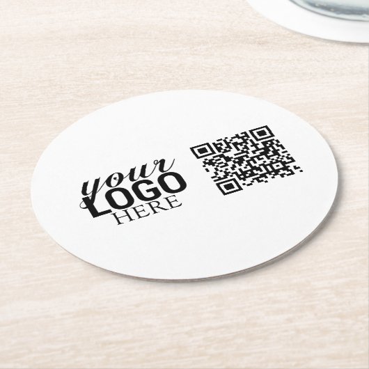 Werbefirmenlogo und QR-Code Runder Pappuntersetzer (Angewinkelt)