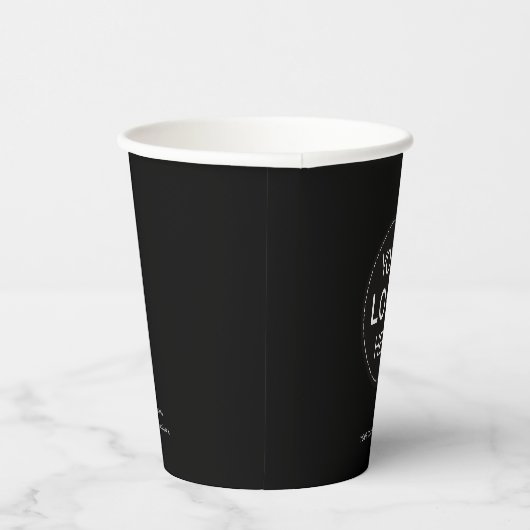 Werbegeschäft mit Firmenlogos in schwarzer Sprache Pappbecher (Rechts)