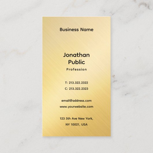 Werbegeschmacksmuster Elite-Imitate Gold Visitenkarte (Rückseite)