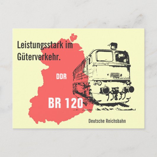 Werbegestaltung Deutsche Reichsbahn. Baureihe 120. Postkarte (Vorderseite)