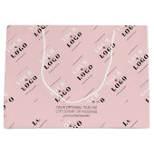 Werbegestaltung für rosa Firmenlogo Große Geschenktüte (Vorderseite)