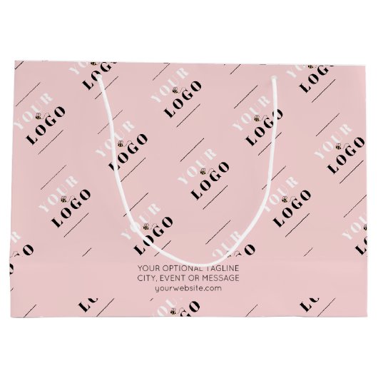 Werbegestaltung für rosa Firmenlogo Große Geschenktüte (Rückseite)