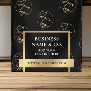 Werbegestaltung für Schwarz-Gold-Logos von Unterne Kurzer Tischläufer