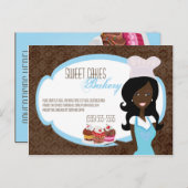 Werbekarte Afroamerikanischer Baker Cup Cakes Postkarte (Vorne/Hinten)