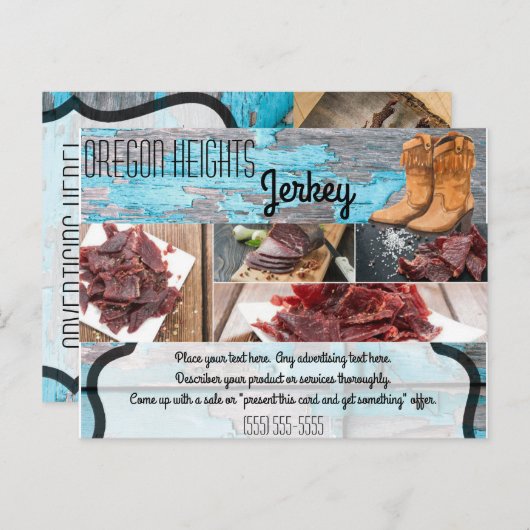 Werbekarte Blue Wood Barn Door Boo Postkarte (Vorne/Hinten)