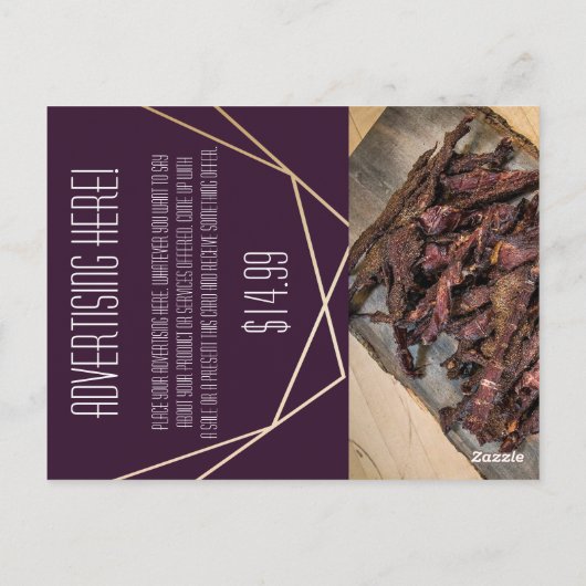 Werbekarte für Unternehmen Lila Rose Gold Postkarte (Rückseite)