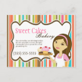 Werbekarten Bäckerei Brünett Baker Cup Cakes Postkarte (Vorderseite)