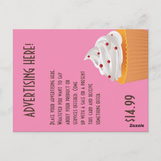 Werbekarten-Cup Kuchen Bäckerei Süße Leckereien Postkarte (Rückseite)