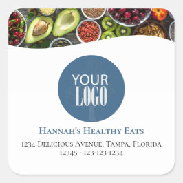 Werbelogo oder Foto Blau Beruflich Quadratischer Aufkleber