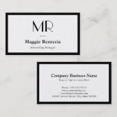 Werbemanager - Sauberes, stylisches Monogramm Visitenkarte (Vorne/Hinten)
