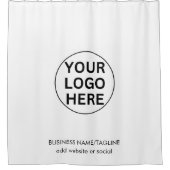 Werbematerial für Schwarz-Weiß-Firmenlogo und Text Duschvorhang (Vorderseite)