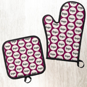 Werbemuster für Logos Magenta Pink Ofenhandschuh & Topflappen-Set