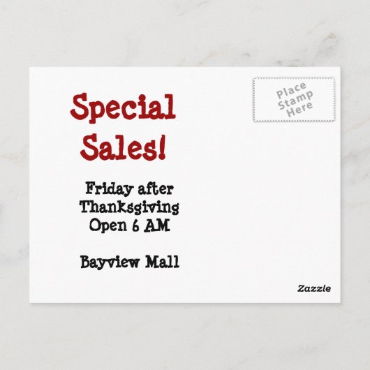 Werben Sie Sales! Samstag Postkarte (Rückseite)