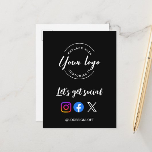 Werben wir auf der Social QR-Code-Website Postkarte (Vorderseite/Rückseite Beispiel)