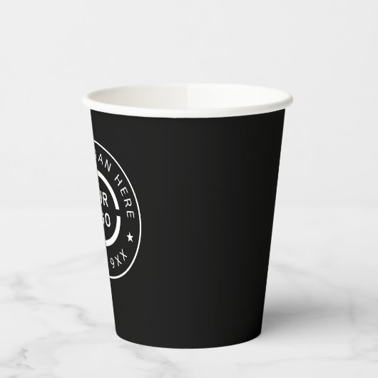 Werbepapier-Cups mit dem Logo "Black Custom" Pappbecher (Links)