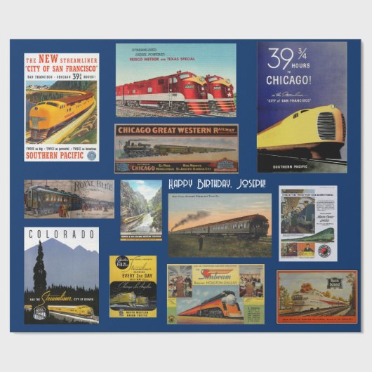 Werbepapier für Vintage Eisenbahnen Geschenkpapier (Flach)