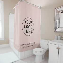 Werbepinke Firmenlogos und Text Duschvorhang